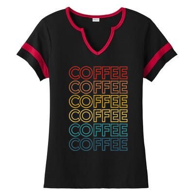 Retro Coffee Coffee Coffee Art Vintage Coffee Addicts Ladies Halftime Notch Neck Tee