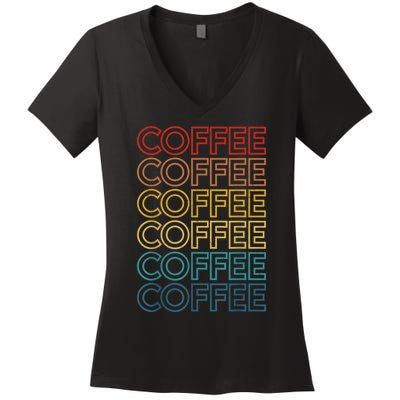 Retro Coffee Coffee Coffee Art Vintage Coffee Addicts Women's V-Neck T-Shirt