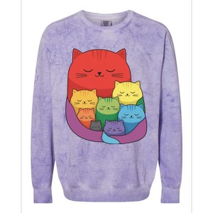 Rainbow Cats Colorful And Cute Cat Lover Design Colorblast Crewneck Sweatshirt