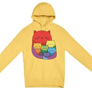 Rainbow Cats Colorful And Cute Cat Lover Design Premium Pullover Hoodie