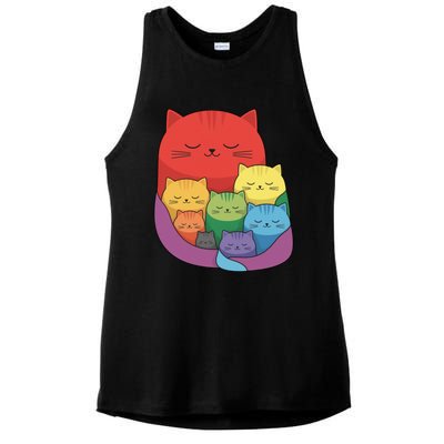 Rainbow Cats Colorful And Cute Cat Lover Design Ladies PosiCharge Tri-Blend Wicking Tank