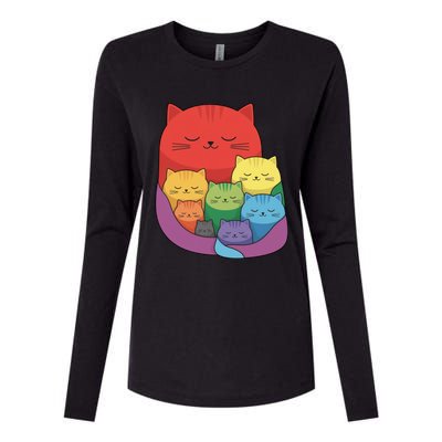 Rainbow Cats Colorful And Cute Cat Lover Design Womens Cotton Relaxed Long Sleeve T-Shirt