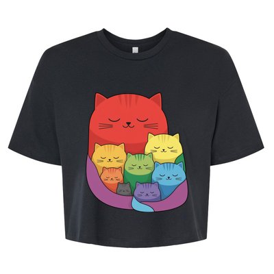 Rainbow Cats Colorful And Cute Cat Lover Design Bella+Canvas Jersey Crop Tee