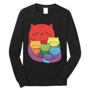 Rainbow Cats Colorful And Cute Cat Lover Design Long Sleeve Shirt