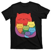 Rainbow Cats Colorful And Cute Cat Lover Design T-Shirt