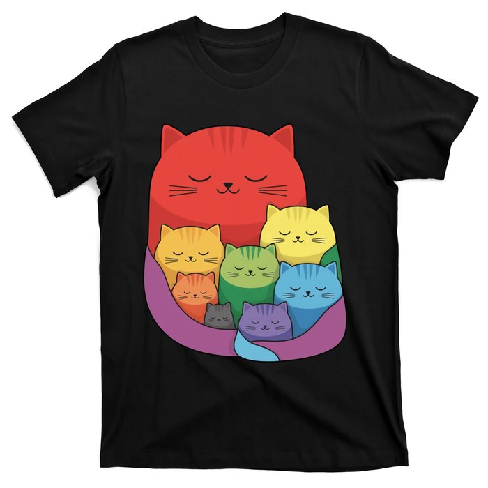 Rainbow Cats Colorful And Cute Cat Lover Design T-Shirt