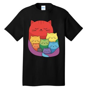 Rainbow Cats Colorful And Cute Cat Lover Design Tall T-Shirt