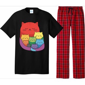 Rainbow Cats Colorful And Cute Cat Lover Design Pajama Set