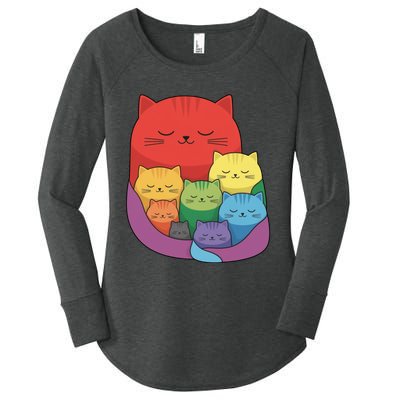 Rainbow Cats Colorful And Cute Cat Lover Design Women's Perfect Tri Tunic Long Sleeve Shirt