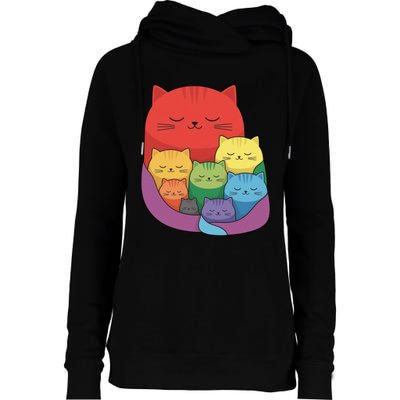 Rainbow Cats Colorful And Cute Cat Lover Design Womens Funnel Neck Pullover Hood