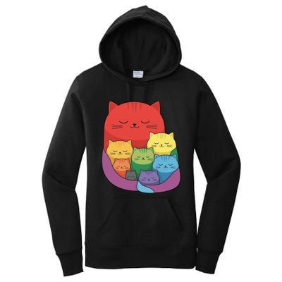 Rainbow Cats Colorful And Cute Cat Lover Design Women's Pullover Hoodie