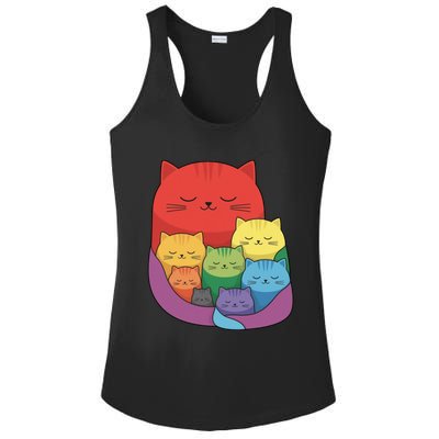 Rainbow Cats Colorful And Cute Cat Lover Design Ladies PosiCharge Competitor Racerback Tank