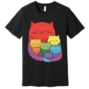 Rainbow Cats Colorful And Cute Cat Lover Design Premium T-Shirt