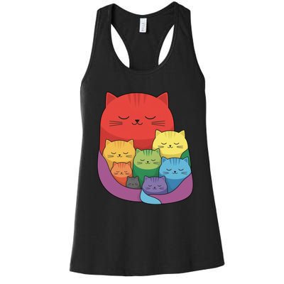 Rainbow Cats Colorful And Cute Cat Lover Design Women's Racerback Tank