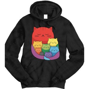 Rainbow Cats Colorful And Cute Cat Lover Design Tie Dye Hoodie