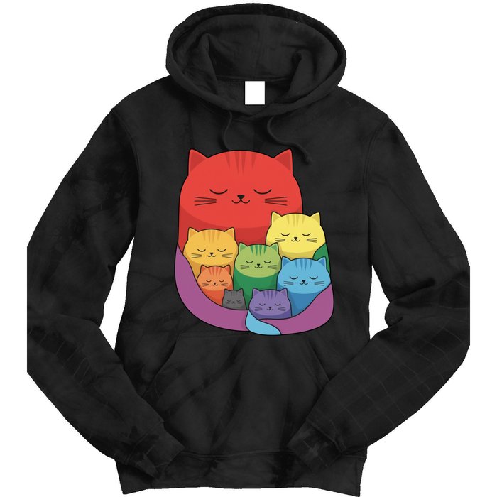 Rainbow Cats Colorful And Cute Cat Lover Design Tie Dye Hoodie