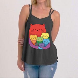 Rainbow Cats Colorful And Cute Cat Lover Design Women's Strappy Tank