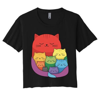 Rainbow Cats Colorful And Cute Cat Lover Design Women's Crop Top Tee