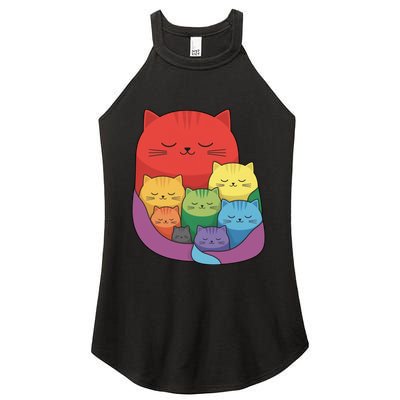 Rainbow Cats Colorful And Cute Cat Lover Design Women's Perfect Tri Rocker Tank