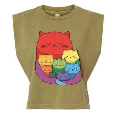 Rainbow Cats Colorful And Cute Cat Lover Design Garment-Dyed Women's Muscle Tee