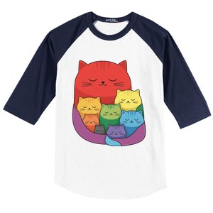 Rainbow Cats Colorful And Cute Cat Lover Design Baseball Sleeve Shirt