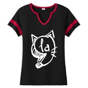 Retro Cat Comma La Kamala Harris For President 2024 Election Ladies Halftime Notch Neck Tee