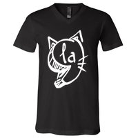 Retro Cat Comma La Kamala Harris For President 2024 Election V-Neck T-Shirt