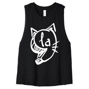 Retro Cat Comma La Kamala Harris For President 2024 Election Women's Racerback Cropped Tank