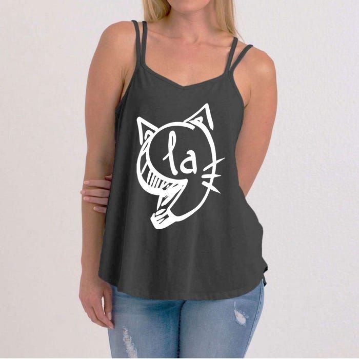 Retro Cat Comma La Kamala Harris For President 2024 Election Women's Strappy Tank