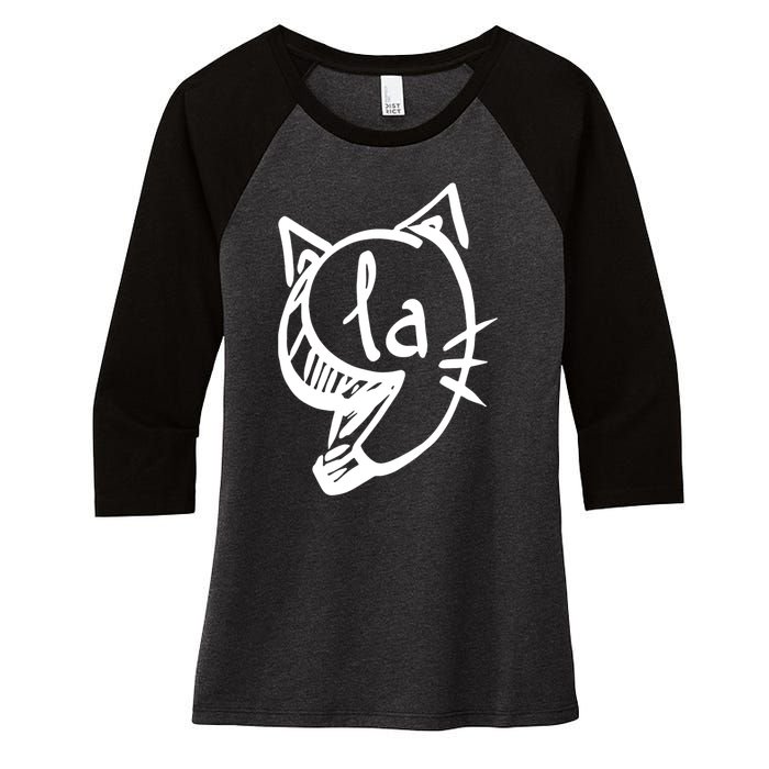 Retro Cat Comma La Kamala Harris For President 2024 Election Women's Tri-Blend 3/4-Sleeve Raglan Shirt