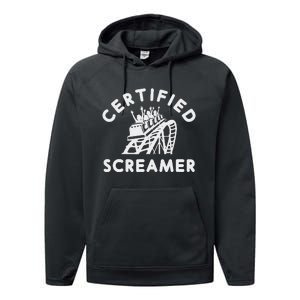 Roller Coaster Certified Screamer Theme Amusement Park Lover Performance Fleece Hoodie