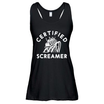 Roller Coaster Certified Screamer Theme Amusement Park Lover Ladies Essential Flowy Tank