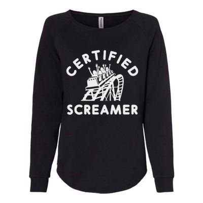 Roller Coaster Certified Screamer Theme Amusement Park Lover Womens California Wash Sweatshirt