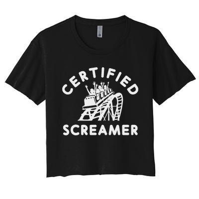 Roller Coaster Certified Screamer Theme Amusement Park Lover Women's Crop Top Tee