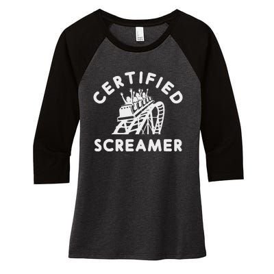 Roller Coaster Certified Screamer Theme Amusement Park Lover Women's Tri-Blend 3/4-Sleeve Raglan Shirt