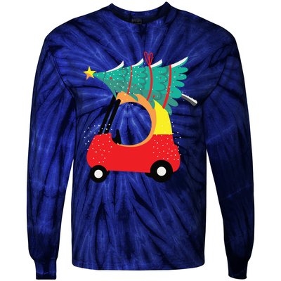 Red Car Christmas Kids Cute Christmas Tie-Dye Long Sleeve Shirt