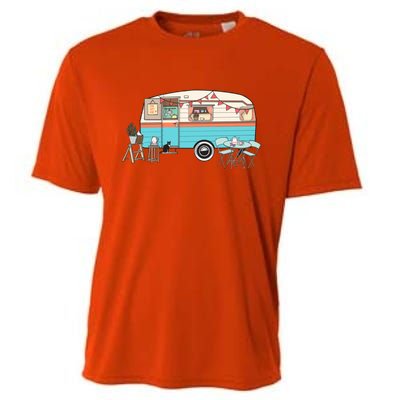 Rv Camper Camping Crew Road Trip Gift Cooling Performance Crew T-Shirt