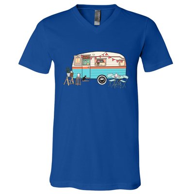 Rv Camper Camping Crew Road Trip Gift V-Neck T-Shirt