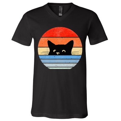 Retro Cat Cat Lover Cat Owner Cute Cat V-Neck T-Shirt