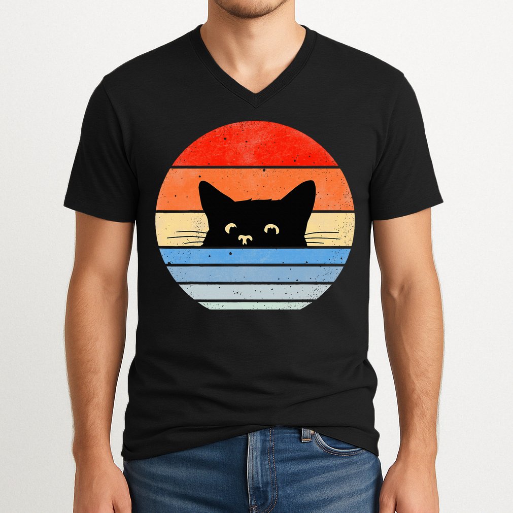 Retro Cat Cat Lover Cat Owner Cute Cat V-Neck T-Shirt