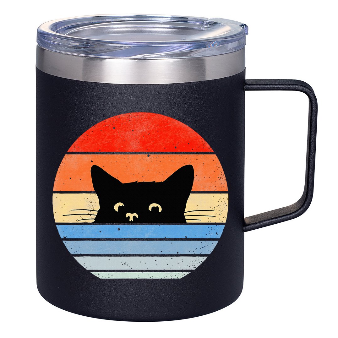 Retro Cat Cat Lover Cat Owner Cute Cat 12oz Stainless Steel Coffee Mug
