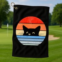 Retro Cat Cat Lover Cat Owner Cute Cat Golf Towel