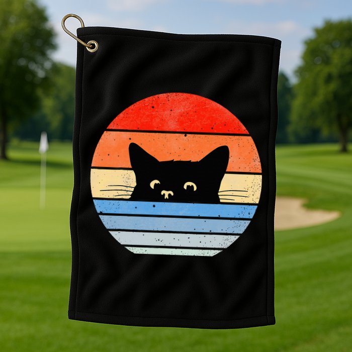 Retro Cat Cat Lover Cat Owner Cute Cat Golf Towel