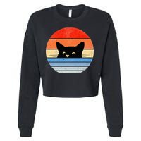 Retro Cat Cat Lover Cat Owner Cute Cat Cropped Pullover Crew