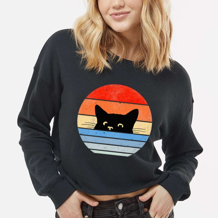 Retro Cat Cat Lover Cat Owner Cute Cat Cropped Pullover Crew