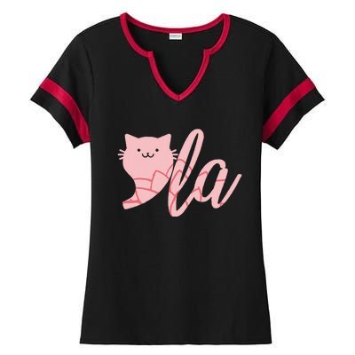 Retro Cat Comma La Kamala Harris For President 2024 Election Ladies Halftime Notch Neck Tee