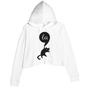 Retro Cat Comma La Kamala Harris For President 2024 Election Crop Fleece Hoodie