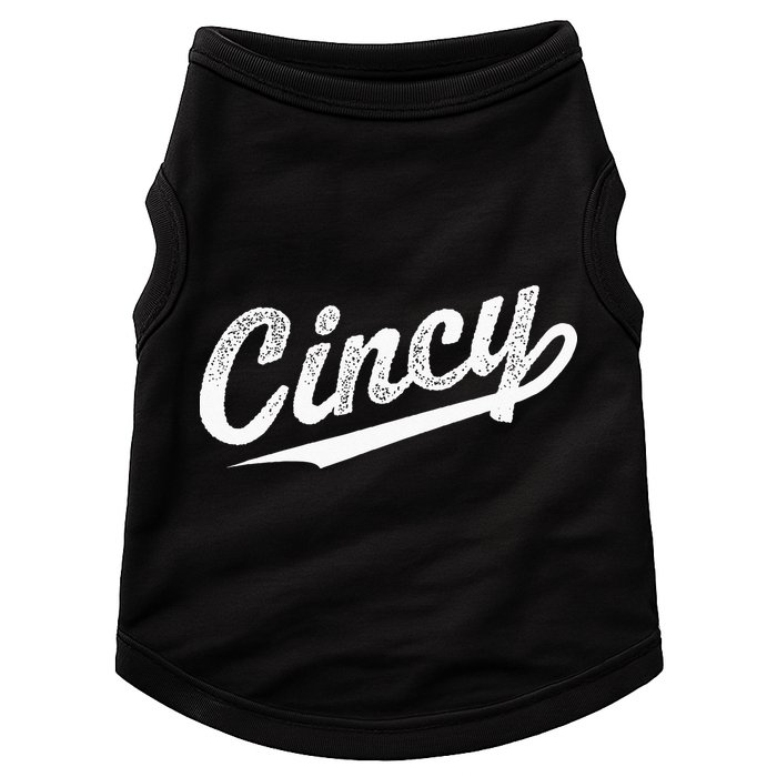 Retro Cincy Cincinnati Ohio Vintage Cursive Script Throwback Doggie Tank
