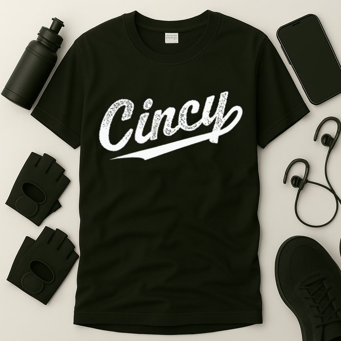 Retro Cincy Cincinnati Ohio Vintage Cursive Script Throwback T-Shirt