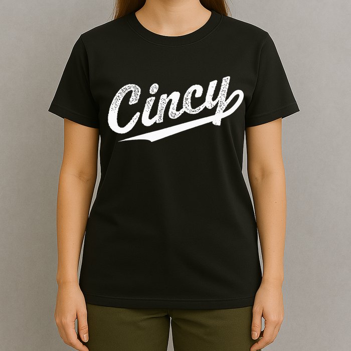 Retro Cincy Cincinnati Ohio Vintage Cursive Script Throwback T-Shirt